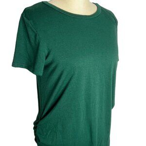 Miss Qee Top Womens Maternity Size L Green Ruched Side Button Side